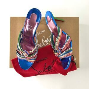 Christian Louboutin Multitaski 70 Confetti Kitten Heel Mules 37 Sandals